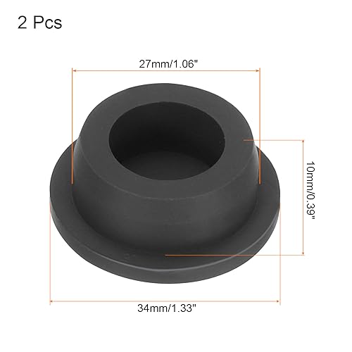 Image of uxcell High Temp Silicone Plug Mount Dia 27mm /1.06 inch T Shaped Rubber Stopper Hole Plugs for Powder Coating Plating Waterproof Plugs Sealing Plugs Black Pack of 2(OD 34mm)