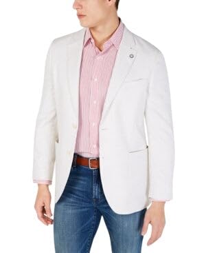 Nautica Mens Modern fit Sport Coat Blazer 42 R White Solid Stretch