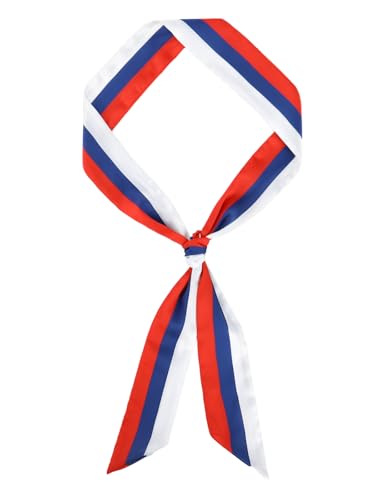 GERINLY Long Skinny Scarf with Red White Blue Stripe Sailor Neck Scarfs Narrow Patriotic Hair Accessory Cowboy