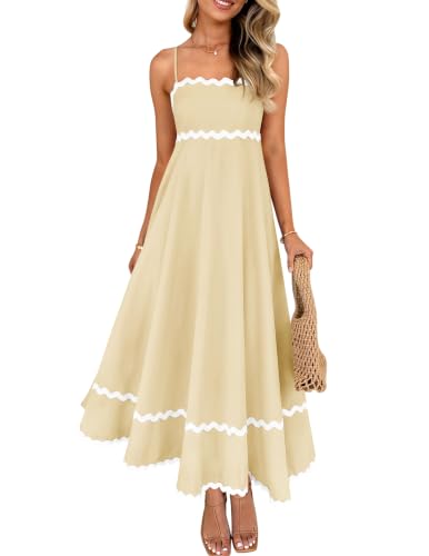 Image of ZESICA Women's 2026 Summer Spaghetti Straps Midi Dress