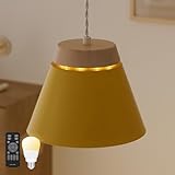 VENTOTA ペンダントライト 1灯 おしゃれ 天然木 天井照明 吊り下げライト LED対応 口金E26 高さ調節可能 天井 調光調色 照明器具 ダイニング インテリア照明 北欧 キッチン Mokno-P (イエロー｜リモコン付調光調色60w相当LED電球付)
