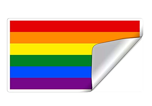 Dealzepic - Rainbow Flag/Gay Pride Symbol Sign - Self Adhesive Peel And Stick Vinyl Mac Decal/Car Bumper Sticker - 3.94 X 2.13 Inches | Pack Of 4 Pcs #TOP3
