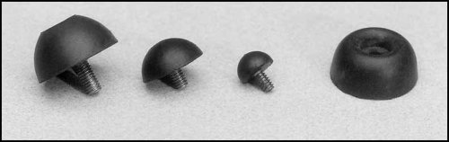 Black SBR 3/16" Recess Doughnut Top Bumpers, 1"OD, 7/16"H, 60 Shore A (Pack of 100)