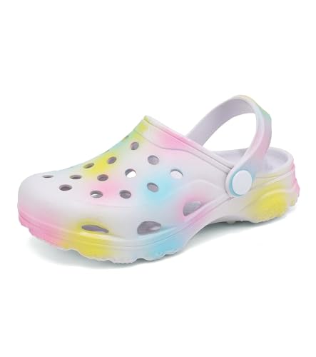 Image of Boys and Girls Tie Dye Clogs for Kids,Unisex Eva Mules for Big Kid,Little Kid,Boy and Girl Closed Toe Slide Sandals,Black and White