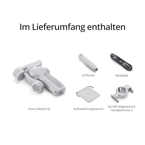 DJI OSMO Mobile SE Smartphone-Gimbal, 3-Achsen-Stabilisierung, handlich und faltbar, Android- und iPhone-Gimbal mit ShotGuides, Smartphone-Gimbal mit ActiveTrack 5.0, Vlog-Stabilisator