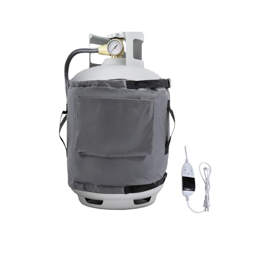 Propane Tank Heater Blanket Gas LP Cylinder Tank Heater with Temperature Controller Adjustment and Timer Function 86-141F Fixed Propane Tank Warmer Blanket for 5 gallons 20 30 40lb Gas Tanks (Gray)