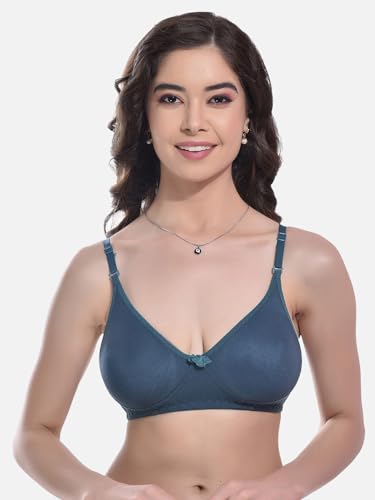 Image of FIMS - Fashion is my style Women Cotton Blend Non-Padded Bra Non-Wired Mould Seamless Cup Solid Bras Cup-B Pack of 1, Multicolor
