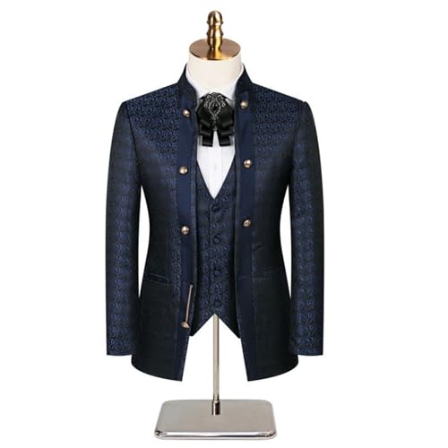 Men's Suits 3 Piece Slim Fit Floral Pattern Jacket Blazer Pants Vest Tuxedo Set for Dinner,Prom,Wedding3