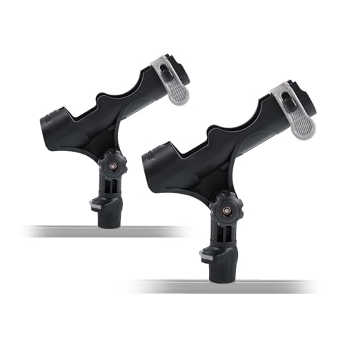 Hitorhike Boat Fishing Rod Holder Universal Fit Kit with Mount Allows for 360-degree Adjustment Kayak Fishing Rod Holder (Fishing Rold Holder X2+Track Mount X2)