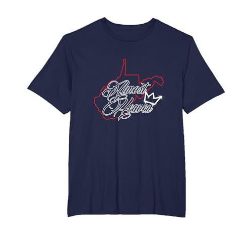Almost Heaven | West Virginia Map | American USA State T-Shirt, Men's Big and Tall, Navy Blue, 5X Tall