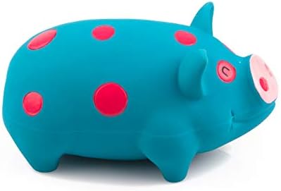 CHIWAVA 2 Pack 6 Inch Grunting Latex Rubber Dog Toy Polka Dot Pig for Medium Dogs Squeeze Interactive Play Assorted Color