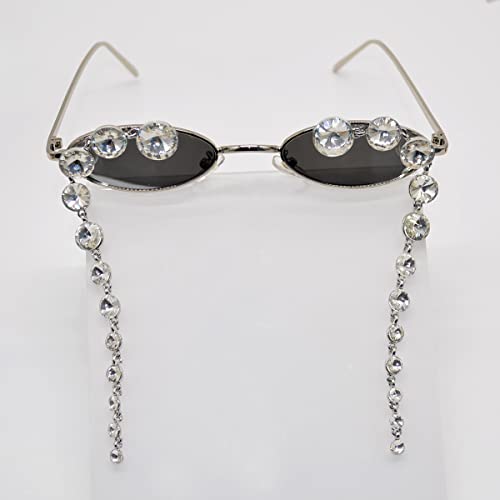 laureles 2023 Fashion Rhinestones Sunglasses Pearl Round Tassel Sunglasses Men Women Punk Sun Glasses3