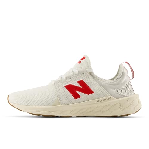 New Balance New Balance Men's Fresh Foam X Cruz V3 Running Shoe, Sea Salt/Team Red/Permafrost, 7 W