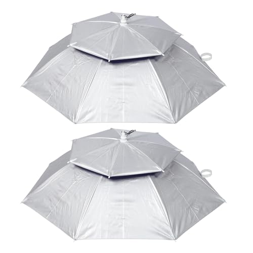 Chapeau parapluie mains libres de 80 cm lot de 2 casquettes pliables double couche