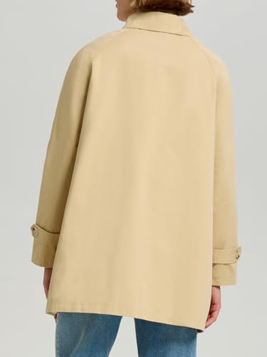 HOULENGS Women's Long Sleeve Bow Toggle Trench Coat Casual Button Down Lapel Jacket Fall Fashion Outerwear with Pocket2