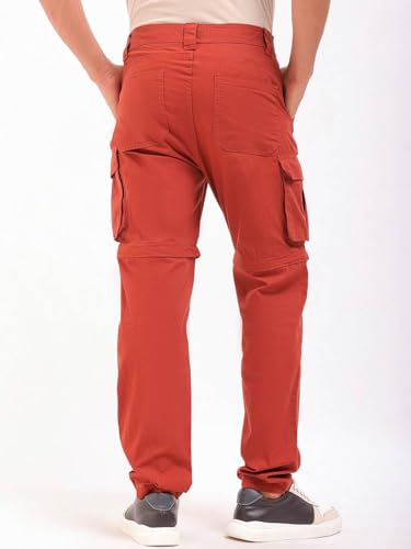 Image of The Indian Garage Co Men Relaxed Fit Solid Mid-Rise Cargos