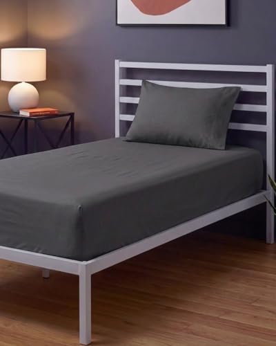 Image of Sleepy Town Twin XL Size Bed Sheets - 2 Piece - NO FLAT SHEET INCLUDED - Twin XL Sheet Set - Soft, Comfy & Cooling - Easy Care - Wrinkle & Fade Free - Brushed Microfiber Deep Pocket Sheets (Dark Grey)