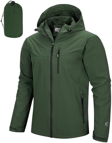 Outdoor Ventures Herren Regenjacke Wasserdicht Leichte Outdoor Windjacke | 10000mm Packbar Fahrrad Jacke Regenmantel mit Atmungsaktive Netzfutter, Windbreaker für Golf Wandern Ange