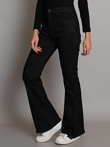 Image of KOTTY Flare Bottom Jeans for Women - Stylish Slim Fit with Bell Shape Leg