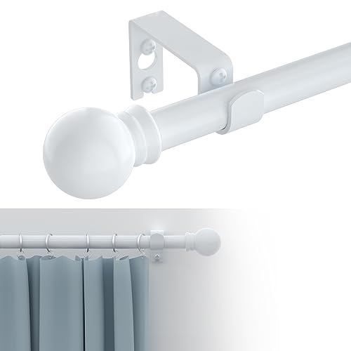 Image of GXOACKJ Curtain Rods for windows 32-62 inch, 5/8 inch Decorative White Splicing Heavy Duty Metal Curtain Rod set with Brackets