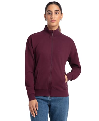 Image of Jockey A111 Women Super Combed Cotton French Terry Drop Shoulder Styled Jacket with Ribbed Cuff and Hem