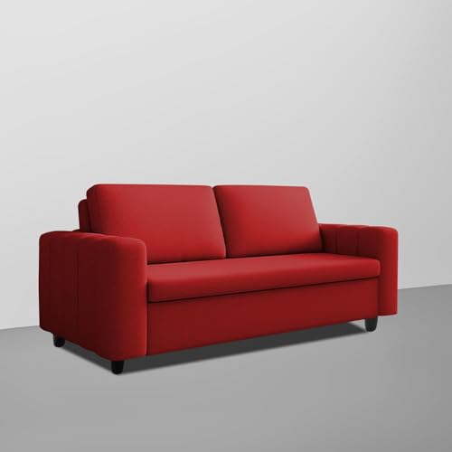 Image of Cisco 3 Seater Sofa Cum Bed for Living Room (Maroon Fabric Colour) Premium Fabric Sofa Cum Bed for Living Room