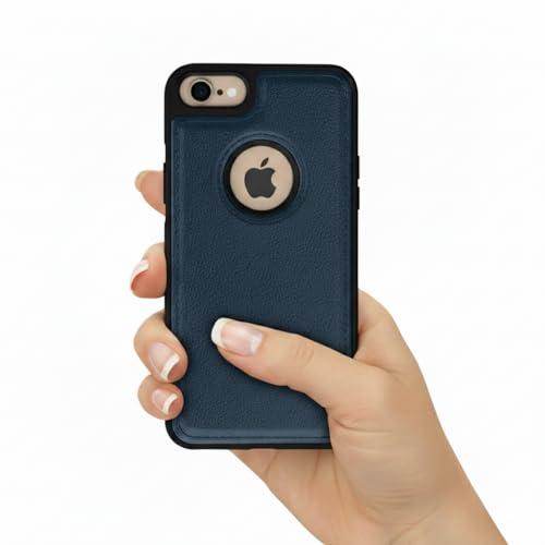 Image of Leather Case for Apple iPhone 7 / iPhone 8 Premium Protective Stylish Slim Cover with Shockproof Raised Edges Blue