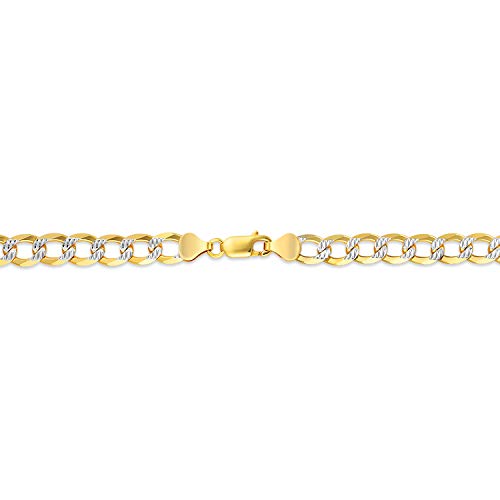 PORI JEWELERS 18K Gold Over Solid 925 Sterling Silver Two Tone Diamond Cut Cuban Chain-3mm, 4mm. 4.5mm, 5mm, 7mm, 8mm, 9mm- For Men and Women- Made in Italy3