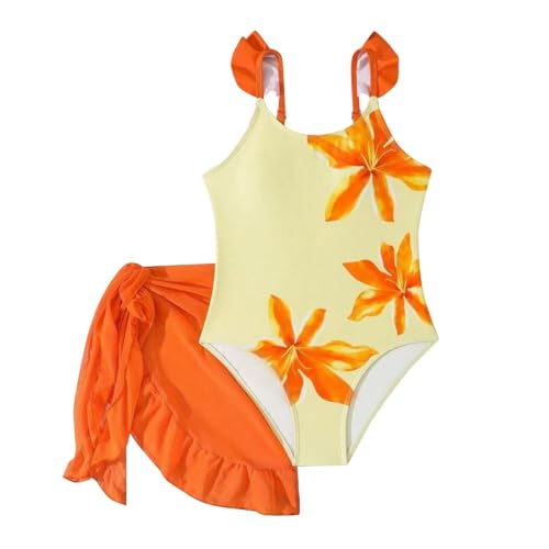 Maillot de bain 1 pièce fille avec jupe et bretelles réglables pour l'été