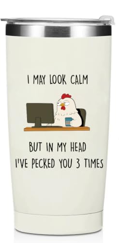 NIUHILEA Funny Coworker Gifts for Women, Men - Chicken Cup Present for Work Bestie, Boss, Friends - Gift for Boss, Employer, Bestfriend Gag Gift from Colleague, Friends - 20 Oz Tumbler, Chicken Mug