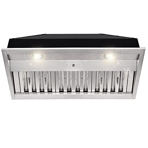 Akicon Range Hood Insert 30 Inch, Ultra Quiet, Powerful Suction Built-in Kitchen Vent Hood, Stainless Steel Ducted Stove Hood with Dimmable LED Lights, 3-Speeds 600CFM