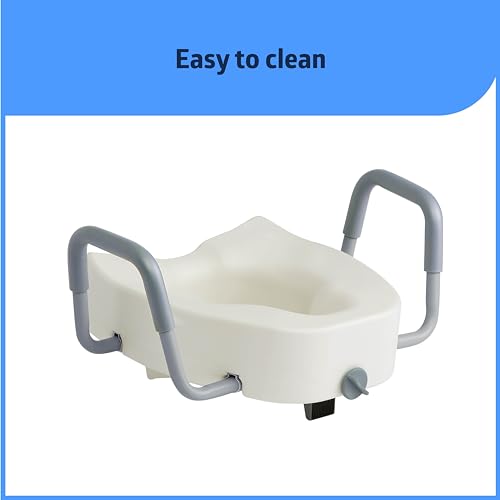 Medline 5" Elongated Raised Toilet Seat, with Lock and Removable Padded Arms- A Medical Seat for Seniors, Elderly, Adults, or Post-Surgery Recovery, 1 Ct. by Medline - Image 4