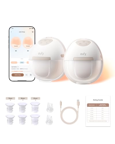 eufy Breast Pump E20, Heated Wearable Electric Breast Pump, 3 Temperature Levels, Hands-Free, App-Controlled Optimized Rhythm, Hospital-Grade Suction, Discreet and Ultra-Quiet Pumping