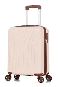 DK Luggage Carry-on 20” Cabin EasyJet, BA, Jet 2 Hard Shell Hand Luggage Approved Suitcase 4 Wheel Spinner Luggage ABS101 (Off-White, 20" Cabin)