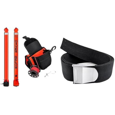 Surface Marker Buoy and Dive Reel Set+Scuba Weight Belt Cover