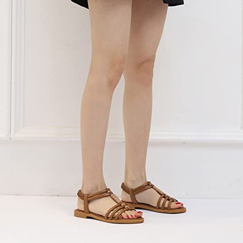 Sandals Women's Sandals Summer Retro Hollow Out Flat Bottom Comfortable Tourism Leisure Beach Shoes Sandal(A,41)2