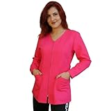 Bata de trabajo, mujer, casaca con cremallera, para Estetista, peluquería MAESTRA Asilo, escuela materna, fucsia, XL