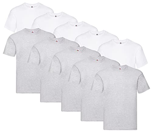 T-shirt original Fruit of the Loom homme XXL lot de 10 évite le manque de basiques blancs gris