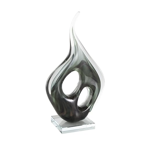 Escultura Decorativa de Vidrio Abstracta Verde 7x4x13 pulgadas miniatura 1
