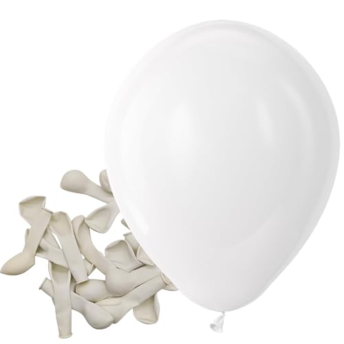 Bezente White Balloons Latex Party Balloons - 150 Pack 5 inch Matte White Helium Balloons for White Themed Wedding Birthday Bridal Shower Party Decorations