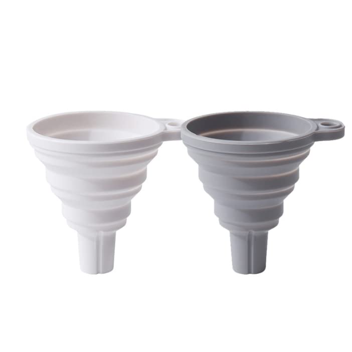 2 PCS Silicone Collapsible Funnel Flexible Portable Mini Silicone Foldable Funnel for Liquid/Powder Transfer Hopper Food Grade Silicone Funnel