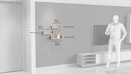 Image of Wall Shelves for Living Room Wall Mounted Book Shelf, Hanging Shelf for Room, Wall and Home Decor Items | Storage Organizer U Shape Corner Wall Shelf | Set of 3 (Urban Teak)