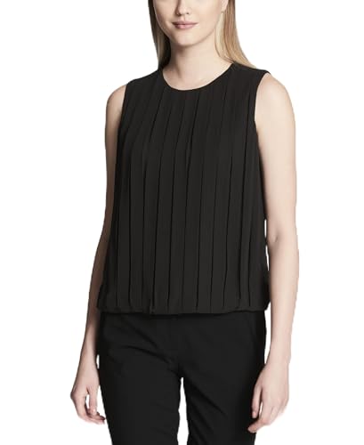 Calvin Klein Blusa de punto sin mangas para mujer, color negro, Negro -, S