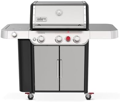 Weber Genesis S-335 Liquid Propane Gas Grill for Outdoor Cooking, 3 Burners and 1 Side Burner, Stainless Steel