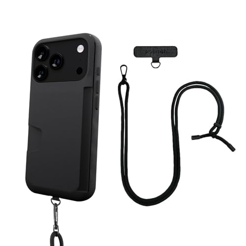 Image of Smartish iPhone 17 Pro Wallet Case + Crossbody Lanyard Strap - [Slim + Protective] Phone Case Credit Card Holder + Universal Detachable Shoulder Neck Strap for Apple iPhone 17 Pro - Black Tie Affair