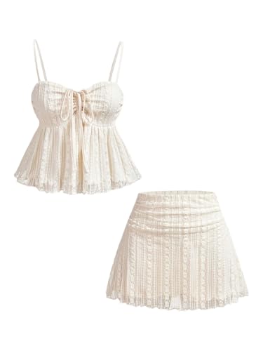 Verdusa Women's 2 Piece Cute Summer Matching Sets Babydoll Ruffle