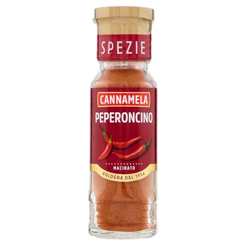 Cannamela, Linea Maxi Oro, Peperoncino Macinato, Confezione da 45g, Piccantezza e Sapore Deciso, Adatto a Formaggi e Carni alla Griglia, Pasta, Sughi, Ideale nelle Conserve