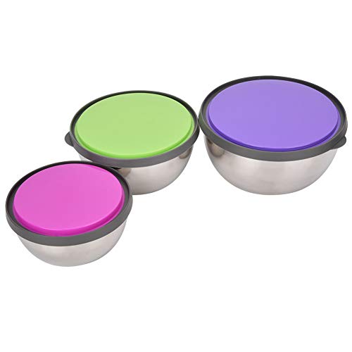 Juego de 3 tazones de acero inoxidable con tapas miniatura 1