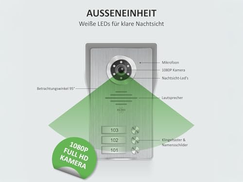 ELRO DV4000-3 Wifi IP Video Domofon Kit │ 3 apartamenty│ 1080P kamera Full HD z noktowizorem │ 4-przewodowy kabel │ 16 dzwonków