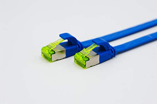 Helos Câble Patch Ultra-Plat U/FTP Cat 6a Bleu 10 m